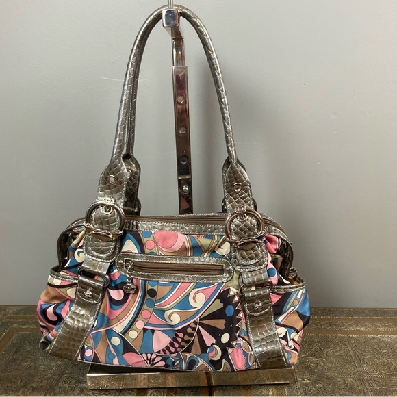 Kathy Ireland handbag y2k metallic scarf print - Picture 2 of 16